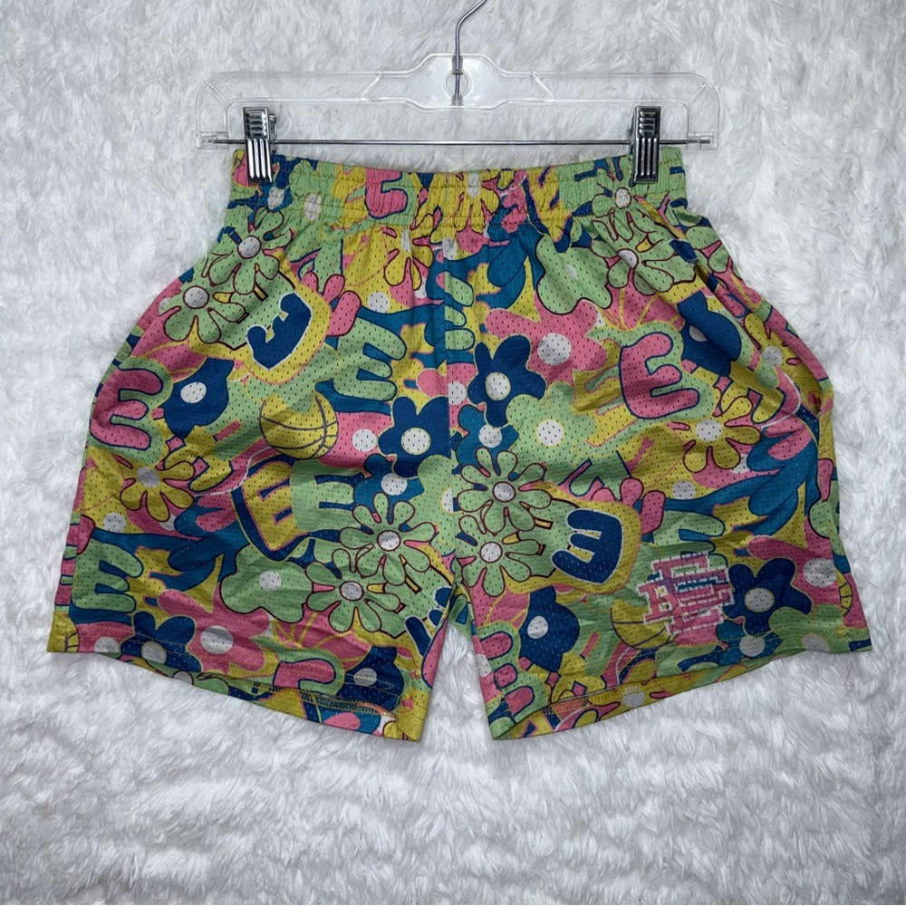 RARE Eric Emanuel Colorful Floral Hawaiian Gym Shorts Mesh Y2K Pockets 90s
